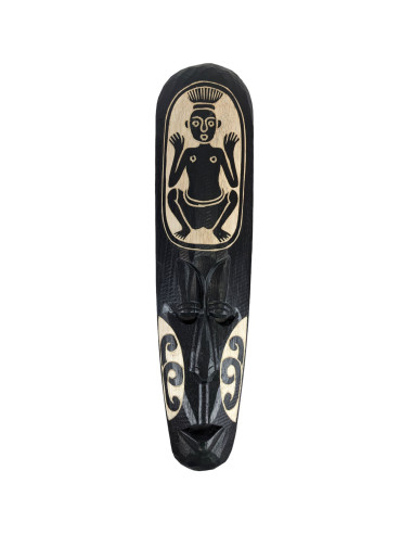 African Mask 50cm in Black Wood - Zulu Pattern