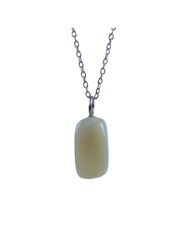 AAA Gray Moonstone Necklace - Tumbled Stone Pendant + Silver Chain