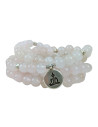 Bracelet Mala 108 perles en Quartz rose sur fond blanc