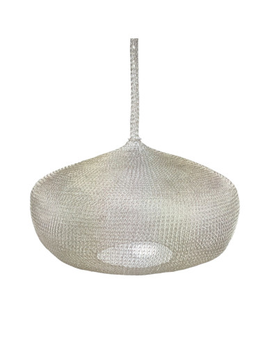 "Dewi" pendant lamp in handcrafted iron mesh 25x35cm close-up