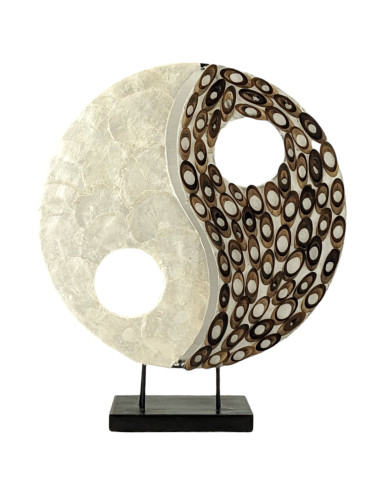 Exotic Lamp Yin Yang Pattern ⌀30cm Mother-of-Pearl & Bamboo | To be equipped
