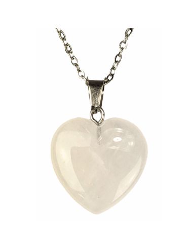Heart Pendant Necklace in Milky Quartz