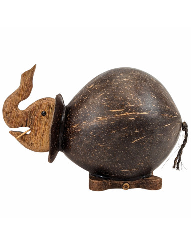 Tirelire éléphant en noix de coco