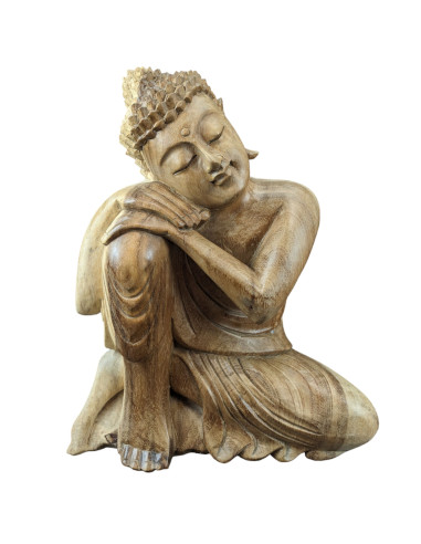 Statua Buddha seduto 30cm - Legno massello grezzo