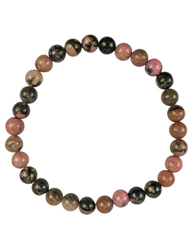 Bracciale in rodonite naturale - Palline da 6 mm