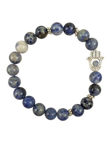 Sodalite Bracelet - Hand of Fatma - 8mm Balls