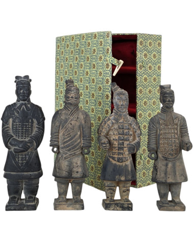 Box of 4 Chinese Warriors of Xian in Terracotta