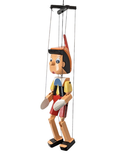 Wooden Pinocchio Puppet with Strings 42cm