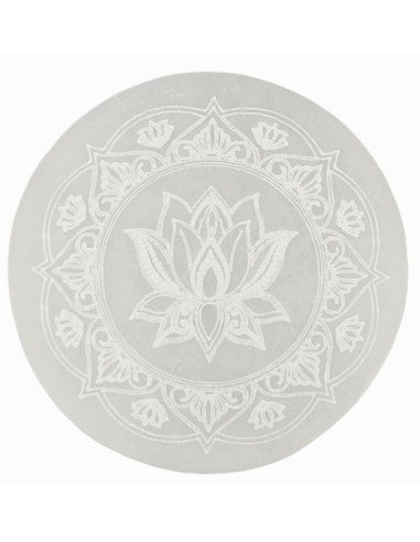 Disque Fleur de Lotus en Sélénite ø10cm - Plaque de rechargement