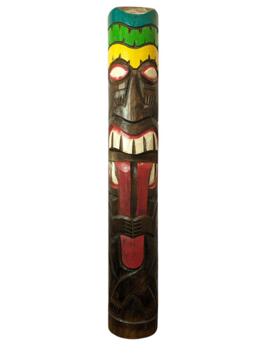 Dismesso - Tiki Totem Sticking Out Tongue XXL 100cm in legno massello