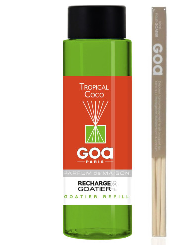 Recharge de parfum Tropical Coco - Goa 250ml + 1 pack rotin