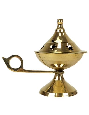 Resin & Cone Incense Burner|Golden Brass 8cm