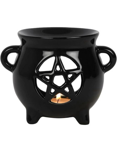 Chaudron Pentacle |Brûle-Parfum en céramique noire