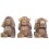 Les 3 singes de la sagesse XL. Statues en bois massif H20cm