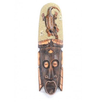 African mask 50cm decorated with Gecko sand and shells Cowries