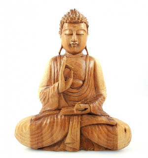 Grand bouddha rieur allongé, symbole de chance et de fortune